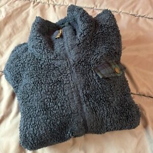 Pendleton Women's Sherpa Jacket Full Zip Blue Green Plaid Lined